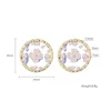 Stud Earrings Zircon Pearl Flower Round For Women Copper Pendant Earring Fashion Party Jewelry Pendientes Mujer 2024