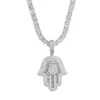 Collier de pendentif à la main Hamsa 5 mm chaîne de tennis hip hop glacé hors zircone couleurs couleurs 5a cz joaillerie en pierre 240409