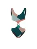 Women's Swimwear Color-block Patchwork Bikini Sets Cut Out O-Ring Swimsuit & Skirt Sexy Backless One Piece Female Bathing Suits