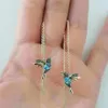 Stud Pair Unique Long Drop Earrings Bird Pendant Tassel Crystal Ladies Jewelry Design Colors Hummingbird EarringStud Kirs22273e