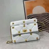 Çantalar Izgara Moda Straddle Valleriino Saplama Küçük Bir Perçin Deri Lady Handheld Zincir Kare Diagonal Omuz Çantası E4O8