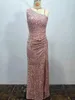 Casual jurken bruiloft maxi long roze pailletten zwarte mouwloze pure kleur pailletten avond feestkleding lente herfst winter prom jurk