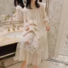 Cute Womens Princess Dress Reyal Style Flower Lace Sleepshirts. Vintage Ladies Girls Gauze Nightwown Nightdress Sleep abbigliamento 240409