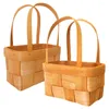 収納バッグ2 PCS織物バスケット木製の花小さな16x9x20cm棚整理薄茶色の装飾ショッピング