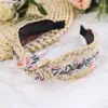 Headbands Bohemia Knotted Wide Hairbands For Women Girls Headwear Fashion Fabric Headbands Female Elastic Hair Hoop Hair Accessories Y240417