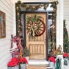 Decorative Flowers Christmas Door Hanging Wooden Wheel Wreath Pine Nut Decorations
