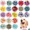 Dog Apparel 50 100Pcs Big Flower Collar Remove Bowtie Accessories Pets Bow Ties For Small Large Dogs 230804 Drop Delivery Dhwob