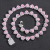 INS Hip Hop 10 mm Love Micro Pink Diamond Collar Sweet Women's Hip Hop Accesorios S925 Joyería de diseñador de marca de moda