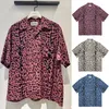 Mäns casual skjortor Gradient Leopard Full Print Wacko Maria Hawaii Beach Men Woman 1: 1 God kvalitet LAPEL TOP TEES