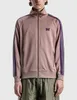 Taupe aiguilles veste de piste hommes femmes tricotées violet stripe poly lisse aiguilles vestes papillon sport manteau 240408