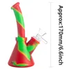 6.6inch Mixed Color Beaker Shape Silicone Material Mini Water Bong Dab Rig with Glass Bowl for Hookahs GJ5195