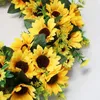 Flores decorativas 1pc 55 cm Garland de girasol simulados Puerta de boda condensada Decoración de colgantes para el hogar (amarillo)