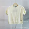 Women's T-Shirt Designer round neck solid color knitted T-shirt short sleeved minimalist temperament top for women 2024 slim fit and age reducing versatile 6TVM