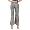 Pantalon féminin mode femme brillant élastique élastique pantalon à fond de cloche pour club pole danse festival de musique streetwear