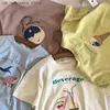 T-Shirts Childrens Cotton Kurzärmeled Top Cartoon gedruckt halb Ärmeln Sommer Neues kleines und mittelgroßes Kindert-Shirt Q240418