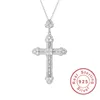 Luxury 925 Sterling silver Cross Pendant Necklace Clear pave SONA Diamond Necklace Pendant for Men Women Christmas gift254B