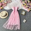 Основные повседневные платья JMPRS Summer Beach Mesh Floral Plore Women Vintage Elegant Sexy Suldress Surdes