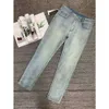 summer designer jeans mens hip hop ripped pants plus size 40 size 105kg jeans Metal embroidered straight pants trousers men clothing denim leggings