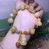 Strand Joursneige Pulseras de cristal amarillo Tallando cuentas de calabaza y color Round Lucky For Women Joyería de una sola vuelta