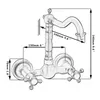 バスルームシンク蛇口モニット360回転したアンティークブラス盆地ミックスタップデュアルハンドルバスタブウォールマウントキッチンミキサー蛇口