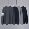 Heren Hoodies Sweatshirts TB JL Autumn Sweater Mens Round Neck Pullover Yarn geverfd vier bar Nieuw Terry Mens Sports Suit