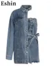 Robes décontractées Eshin Denim bleu One épaule Single Poit