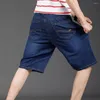 Short masculin Denim d'été à jambes droites avec bouton poches à fermeture éclair pantalon de couleur solide à jambe droite pour streetwear