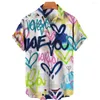 メンズカジュアルシャツ夏のデザイナーカラフルなグラフィティ3Dプリントハワイアンブラウス半袖ファッションフローラル特大レトロ