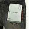 Men's Jeans High QualityHigh-quality Purple Brand Hip-hop Washed Label Tinted Black Repair Low Raise Skinny Denim Pants