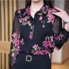 Blouses pour femmes 2024 Summer Kpop Fashion Style rétro Bureau Loose Lady Shirt Imprimez surdimension