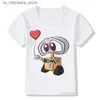 T-shirts Love Wall Eve Robot Casal desenho animado de desenho animado de desenho animado impressão de desenho animado verão nova camiseta respirável meninos/garotas roupas de criança q240418