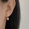 Boucles d'oreilles Style Célébrité Pink Perle Studs Forh Woman Gold Color Long Eoyal Minimaliste minuscules Huggies Bijoux de mode de mariage