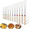 Telescoping Marshmallow Hot Dog Roasting Sticks Stainless Steel BBQ Tools SkewersExtending Roaster With Wooden Handle For Cooking ZZ