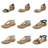 Sandalias bohemias Gai Mujeres zapatillas Sandalia Sandalia para mujer zapatos de playa elásticos Color de cuerda EUR36-42