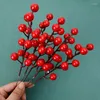 Decorative Flowers 5pcs Artificial Red Berry Cherry Bouquet Fake Plant Vase Christmas Tree Decoration Diy Wreath Home Table