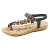 Gai Boheemse sandalen vrouwen slippers zomerstrand wig sandaal dames elastische strandschoenen snaar kralen kleur eur36-42