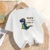 T-shirts 3-14y Little Boy Cartoon T-shirt Childrens Summer Clothing Baby Dinosaur T-shirt Dinosaur Print Boy T-shirt Q240418