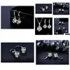 Pendant Necklaces 925 Sterling Sier Color Earrings Jewelry Sets Cubic Zircon Women Girls Engagement Anniversary Accessory Drop Delive Dhwrf