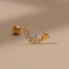 Boucles d'oreilles So 1 acie en cuivre zircon Star Moon Shape Piercing Dire bijoux pour femmes Sweet Simple Party Gift Wholesale