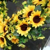 Flores decorativas 1pc 55 cm Garland de girasol simulados Puerta de boda condensada Decoración de colgantes para el hogar (amarillo)