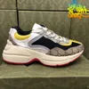 Rhyton Sneakers Designer Shoes g Кожаные тренеры Canvas Вышитая вышитая роскошная обувь