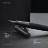 LT Hongdian 6013 Black Metal Fountain Penna Black Mens Business EF/ F/ Curved Pen Rotating Cap Office Ink Penna 240417