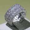 Hela lyxiga smycken 925 Sterling Silver 5 Rows 5A Cubic Zirconia Marquise CZ Lover Rings Office Party Wedding Band Ring för 1352689