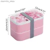 Bento scatole a microonde a doppio strato per pranzo in acciaio inossidabile pp bento box portatile container drop shipping l49