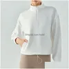 Yoga Outfit Al Sweatwear Long Sleeved Jacket Coats Plover Windproof Mock Neck Sweater Air Layer Half Zip Sweatshirts Fitness Tops Wo Dhs5X