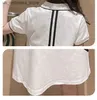 Girl's Dresses 2023 summer new korea teenager Girls Child Outwear sleeve loose polo T-shirt striped Dress Kids soft Clothes 5 7 9 10 12 13 Year Q240418