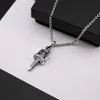 Chkro tredimensionell diamant inlagd helig svärd personlig ljus lyx nisch design trend mångsidiga män och kvinnors pärla thailändska silverhalsband