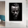 Vikings Vikings TV TV Póster Blanco y negro Ragnar Lothbrok Portratado Pintura al óleo Imágenes de pared de estrella para sala de estar Decoración escandinava del dormitorio