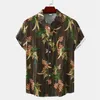 Casual shirts voor heren Hawaiiaanse plaid planten shirt voor mannen zomer oversized short mouw 3d print t tops streetwear revers blouse mannelijke kleding