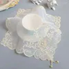 Table Cloth Beige Bead Flowers Embroidery Cover Kitchen Christmas Wedding Dining Tablecloth Decoration And Accessories